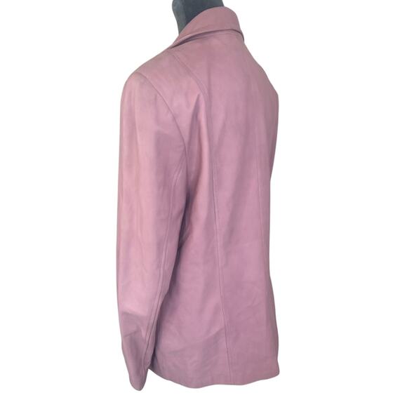 90 Y2K blazer- leathered - light dusty pink- rose- missing size tag- some spots2 - Picture 10 of 16